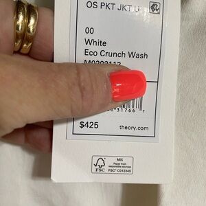 Theory White Eco Crunch Wash Jacket